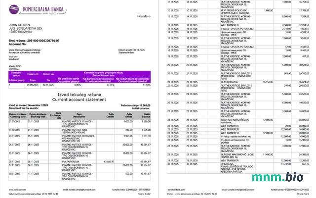 Serbia Societe Generale szablon w formacie excel pdf